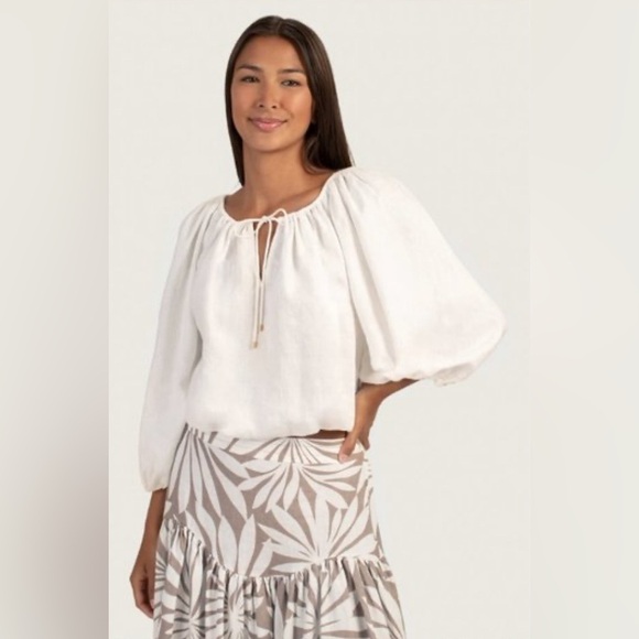 Trina Turk Off The Office Linen Top - Picture 1 of 5